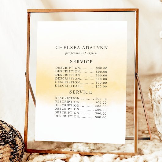 Minimale serviceprijs voor Ombre Gold Waterverf Menu