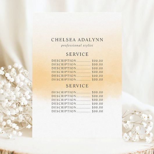 Minimale serviceprijs voor Ombre Gold Waterverf Menu