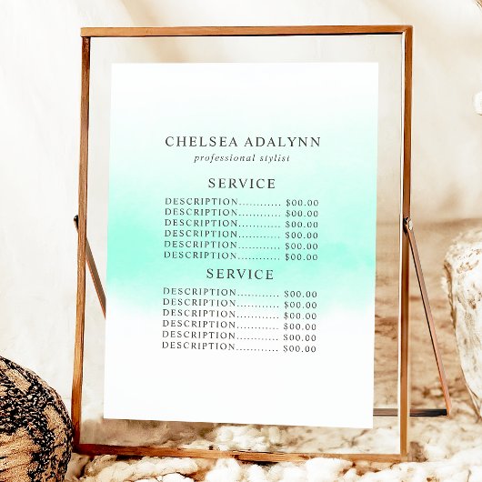 Minimale serviceprijs voor Ombre Mint Waterverf Menu