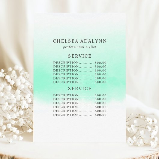 Minimale serviceprijs voor Ombre Mint Waterverf Menu