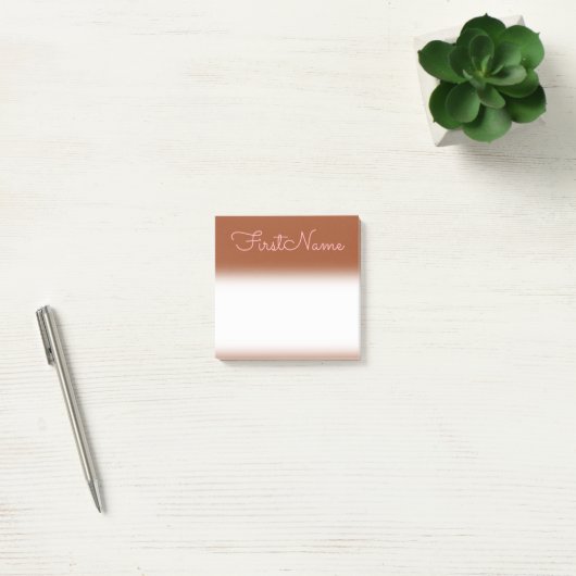 Minimale Sienna Background + Licht Roze Naam Post-it® Notes (Kantoor)