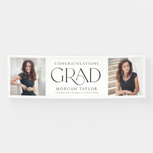Minimale sierlijke elegantie foto afstuderen parti spandoek (Horizontaal)