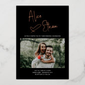 Minimale signaalfrequentie Hartfoto bruiloft Folie Uitnodiging (Voorkant)