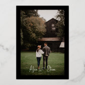 Minimale signaalfrequentie Hartfoto bruiloft Folie Uitnodiging (Achterkant)