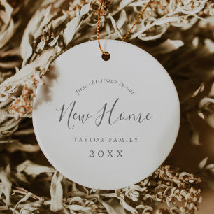 Minimale Silver 1st Kerstmis in onze nieuwe homefo Keramisch Ornament