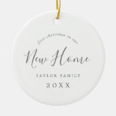 Minimale Silver 1st Kerstmis in onze nieuwe homefo Keramisch Ornament (Voorkant)