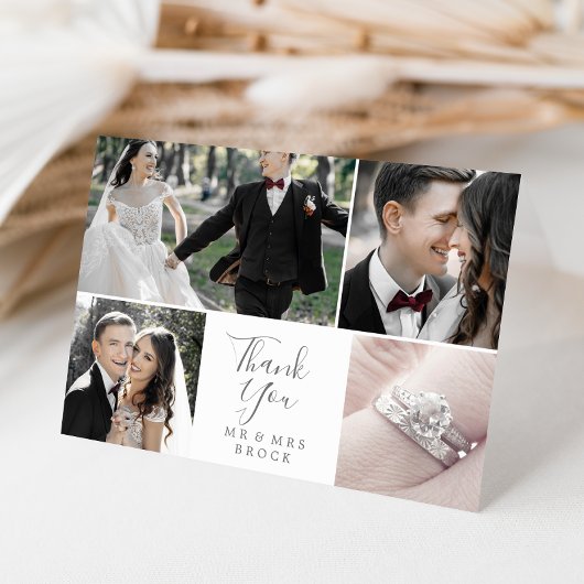 Minimale Silver 4-fotosjabloon Dank u wel kaart