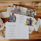 Minimale Silver 4-fotosjabloon Opslaan datum Uitnodiging Briefkaart