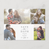 Minimale Silver 4-fotosjabloon Opslaan datum Uitnodiging Briefkaart (Voorkant)