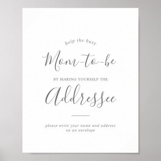 Minimale Silver Baby shower Adres en Envelope Poster (Voorkant)