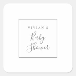 Minimale Silver Baby shower Envelope-afdichtingen Vierkante Sticker