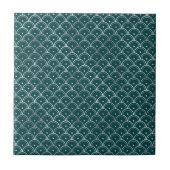 Minimale Silver Blauwgroen Art Deco Grafisch Tegeltje (Voorkant)
