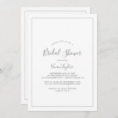Minimale Silver Bridal Shower-uitnodiging Kaart (Voorkant / Achterkant)