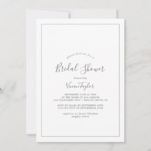 Minimale Silver Bridal Shower-uitnodiging Kaart