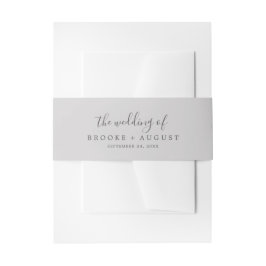 Minimale Silver Gray Wedding Belly Band Uitnodigingen Wikkel