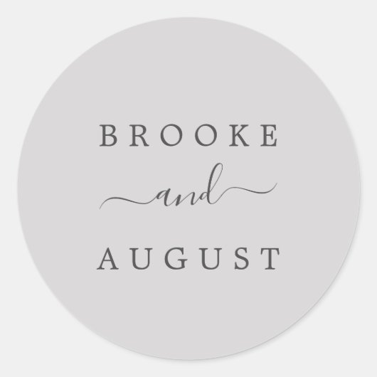 Minimale Silver Gray Wedding Envelope-zegels Ronde Sticker (Voorkant)