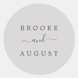 Minimale Silver Gray Wedding Envelope-zegels Ronde Sticker