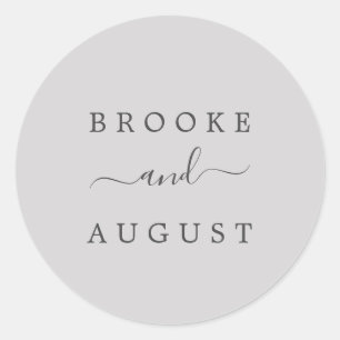 Minimale Silver Gray Wedding Envelope-zegels Ronde Sticker