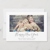 Minimale Silver Happy Nieuwjaar Landscape Foto Feestdagenkaart (Voorkant)