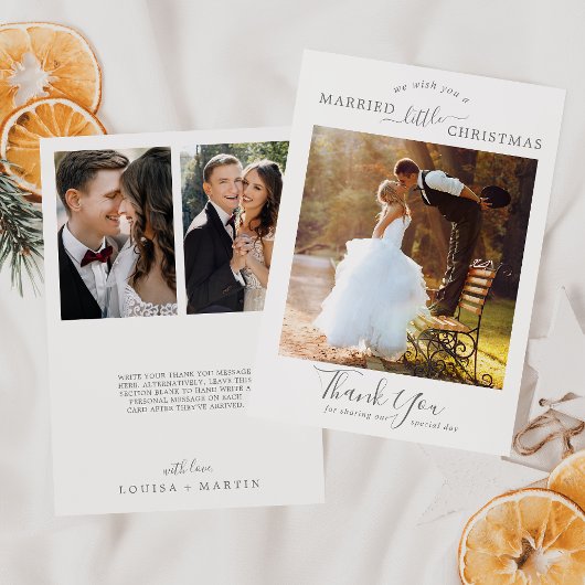 Minimale Silver Married Little Kerstmis 3 Foto Feestdagenkaart