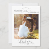 Minimale Silver Married Little Kerstmis 3 Foto Feestdagenkaart (Voorkant)