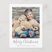 Minimale Silver Merry-kerstfoto Feestdagenkaart (Voorkant)