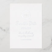 Minimale Silver Modern Glam Save the Date Photo Folie Uitnodiging (Voorkant)