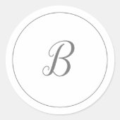 Minimale Silver Monogram Wedding Envelope-zegels Ronde Sticker (Voorkant)