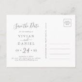 Minimale Silver Photo Save the Date Uitnodiging Briefkaart (Achterkant)