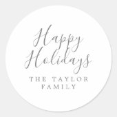 Minimale Silver Prettige feestdagen Holiday Gift Ronde Sticker (Voorkant)