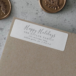 Minimale Silver Prettige feestdagen Return Address Etiket
