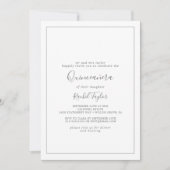 Minimale Silver Quinceañera-uitnodiging Kaart (Voorkant)