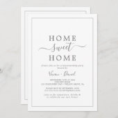Minimale Silver Sweet Home Housewarming Party Kaart (Voorkant / Achterkant)