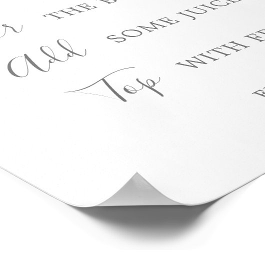 Minimale Silver Vrijgezellenfeest Mimosa Bar Sign Poster (Hoek)