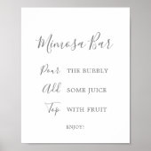 Minimale Silver Vrijgezellenfeest Mimosa Bar Sign Poster (Voorkant)