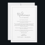 Minimale Silver Wedding Welkomstbrief & Reisroute<br><div class="desc">Deze minimale zilveren trouwwelkomstbrief en reiskaarten zijn perfect voor een eenvoudige bruiloft. Het moderne romantische ontwerp biedt klassieke zilvergrijze en witte typografie in combinatie met een robuuste, maar elegante kalligrafie met stijl met handschrift. in elke kleur. Houd het ontwerp eenvoudig en elegant, zoals het is, of personaliseer het door uw...</div>