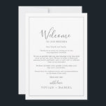 Minimale Silver Wedding Welkomstbrief & Reisroute<br><div class="desc">Deze minimale zilveren trouwwelkomstbrief en reiskaarten zijn perfect voor een eenvoudige bruiloft. Het moderne romantische ontwerp biedt klassieke zilvergrijze en witte typografie in combinatie met een robuuste, maar elegante kalligrafie met stijl met handschrift. in elke kleur. Houd het ontwerp eenvoudig en elegant, zoals het is, of personaliseer het door uw...</div>