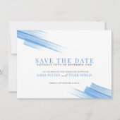 Minimale simpele blauwe inktlijnen foto bruiloft save the date (Voorkant)