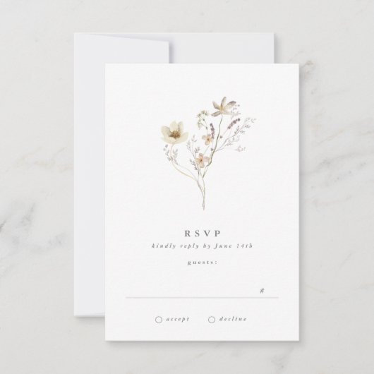 Minimale Simpele Gedroogde Wilde Bloem Pampas Brui RSVP Kaartje (Voorkant)