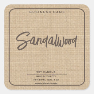 Minimale simpele linnen-kijkscriptkaars vierkante sticker