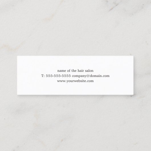 Minimale Simple Black- en White Hair Stylist Mini Visitekaartje (Achterkant)