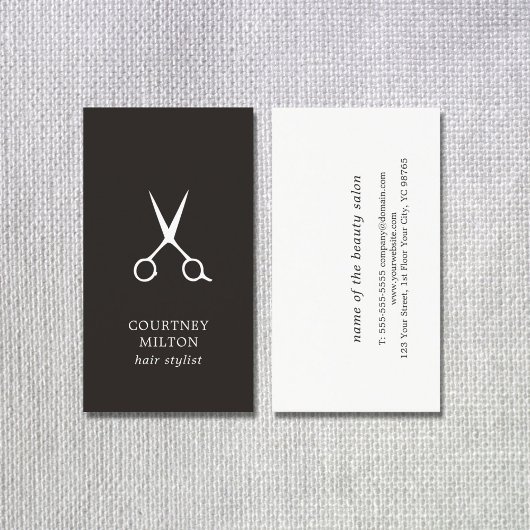 Minimale Simple Black- en White Hair Stylist Visitekaartje