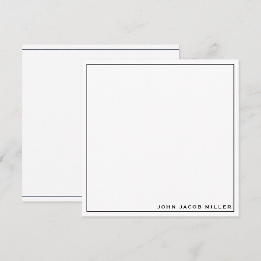 Minimale Simple Black Square Border Note Card Notitiekaartje (Voorkant / Achterkant)