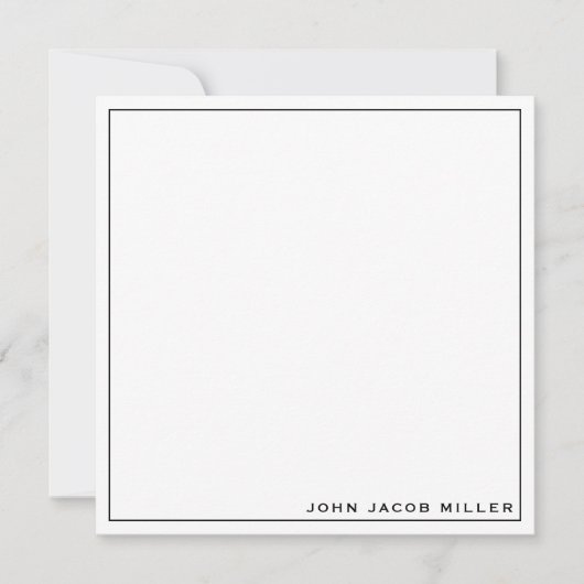Minimale Simple Black Square Border Note Card Notitiekaartje (Voorkant)
