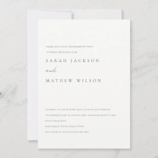 Minimale Simple Black & White Typography Verloving Kaart (Voorkant)