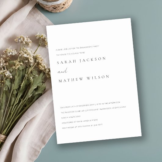 Minimale Simple Black & White Typography Verloving Kaart