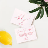 Minimale Simple Blush Pink & Red-kaart Bedankkaart