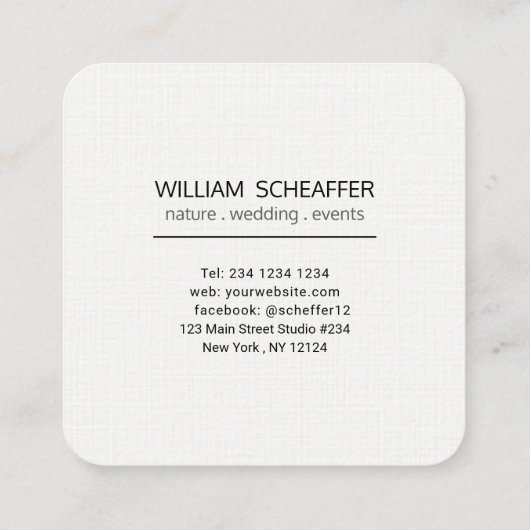 Minimale Simple Focus-fotografie Vierkante Visitekaartje (Achterkant)