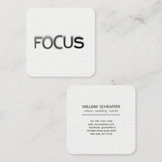 Minimale Simple Focus-fotografie Vierkante Visitekaartje (Voorkant / Achterkant)