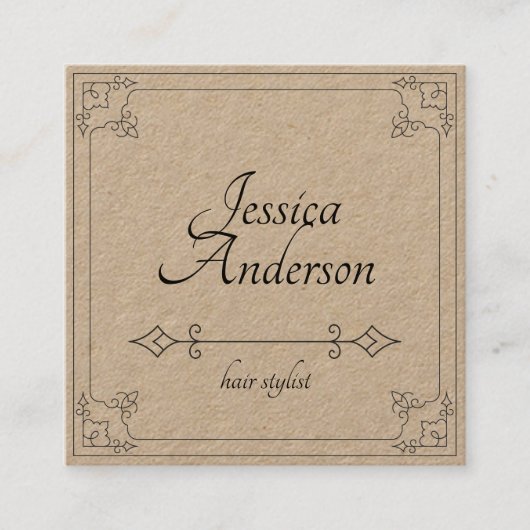 Minimale  Simple Kraft Hair Stylist Vierkante Visitekaartje (Voorkant)
